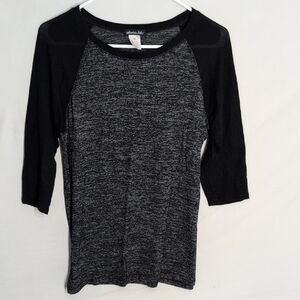 Chic Black and Gray Long Sleeve Top